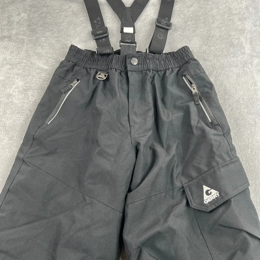 Gerry Insulated Suspenders Snow Pants S 7/8 Black Kids Winter Ski Outdoor Wear